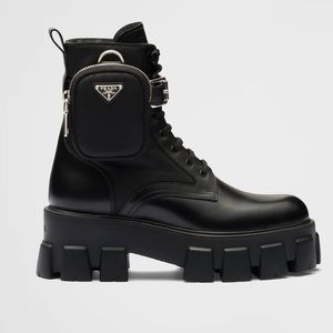 PRADA Monolith leather and nylon fabric boots